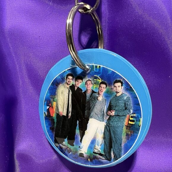 NSYNC Y2K Backpack Vinyl 2001 Blue Purple Keychain New *Stains On Strap main image 7